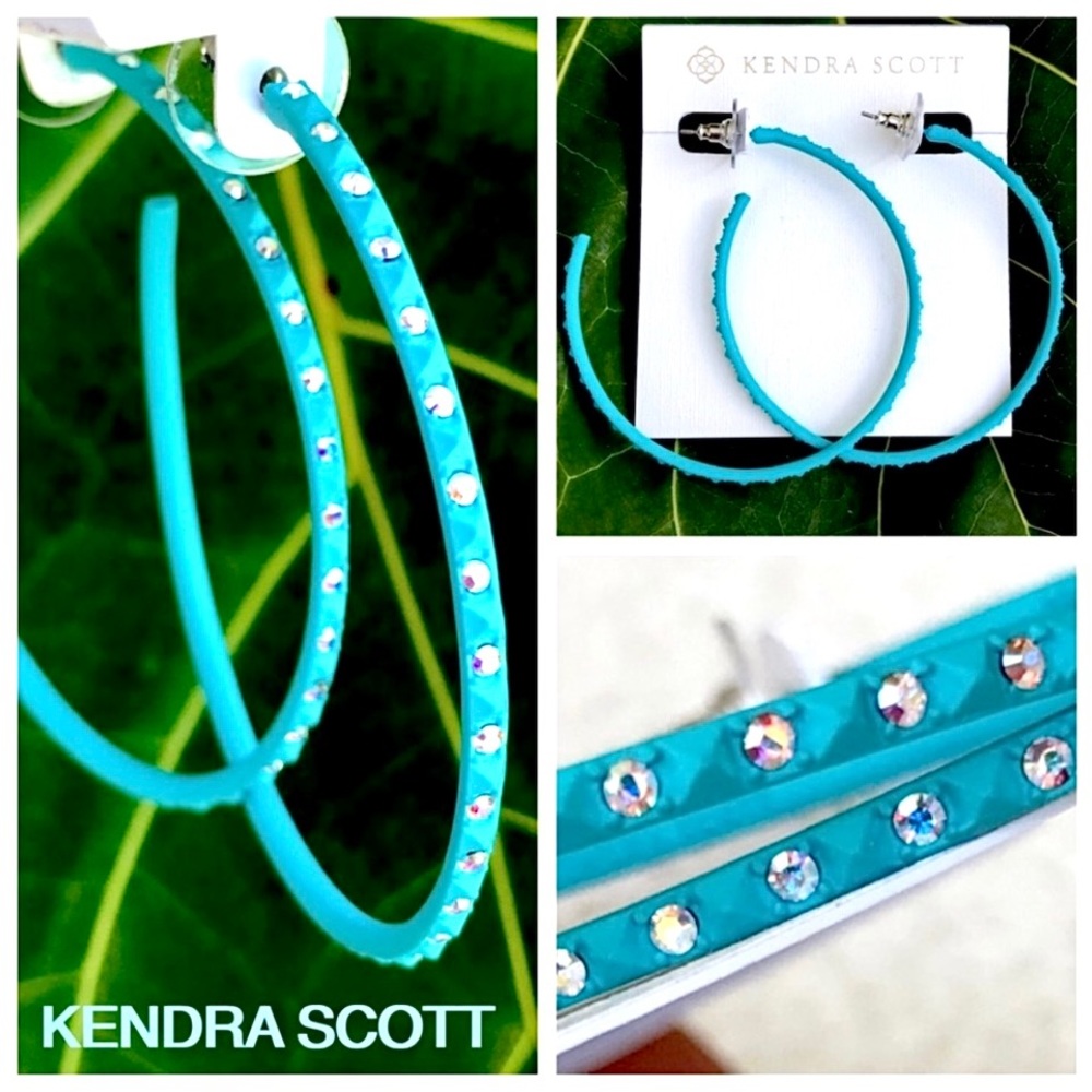KENDRA SCOTT  Val crystal hoops turquoise matte